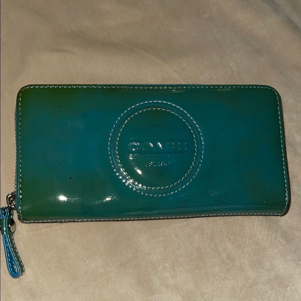 Coach Teal Zip-Around Wallet